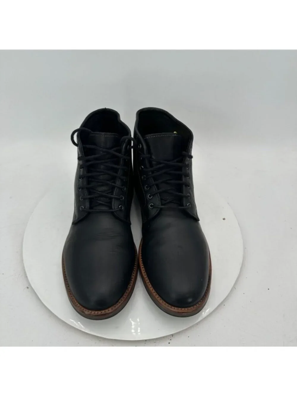 Warfield & Grand Scout Men Size 8.5 Black  Leather Cap Round Toe Ankle Boot